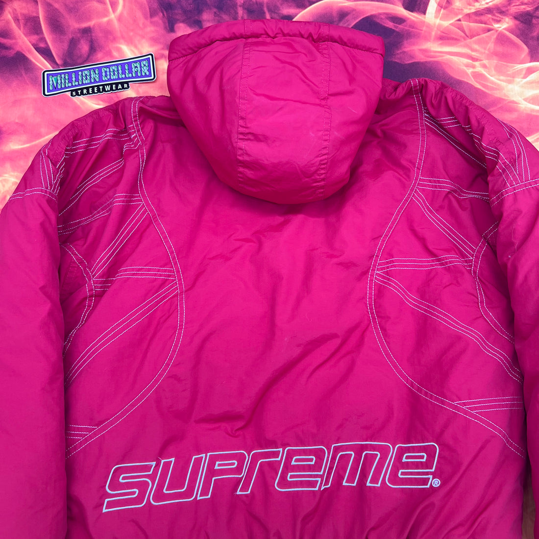 Supreme zig zag stitch puffy jacket- S