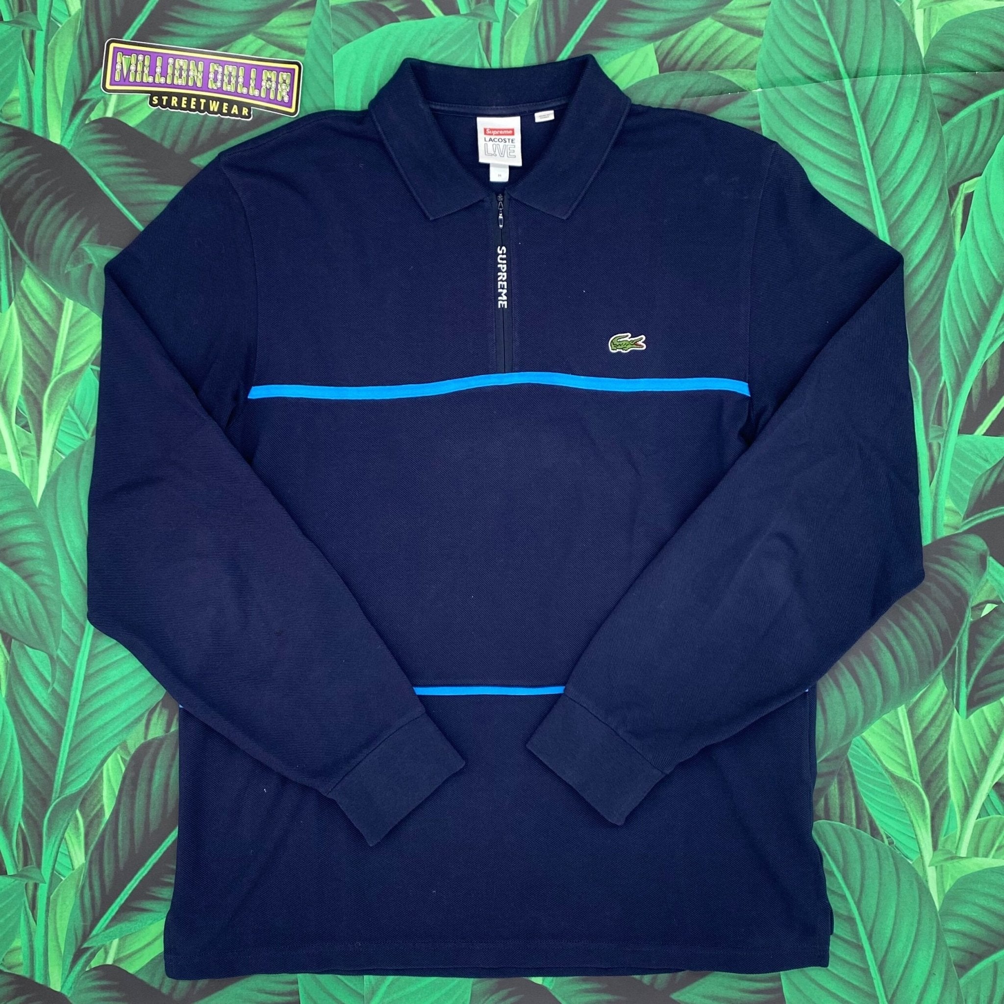 Supreme Lacoste pique zip l/s polo- M – Million Dollar Streetwear