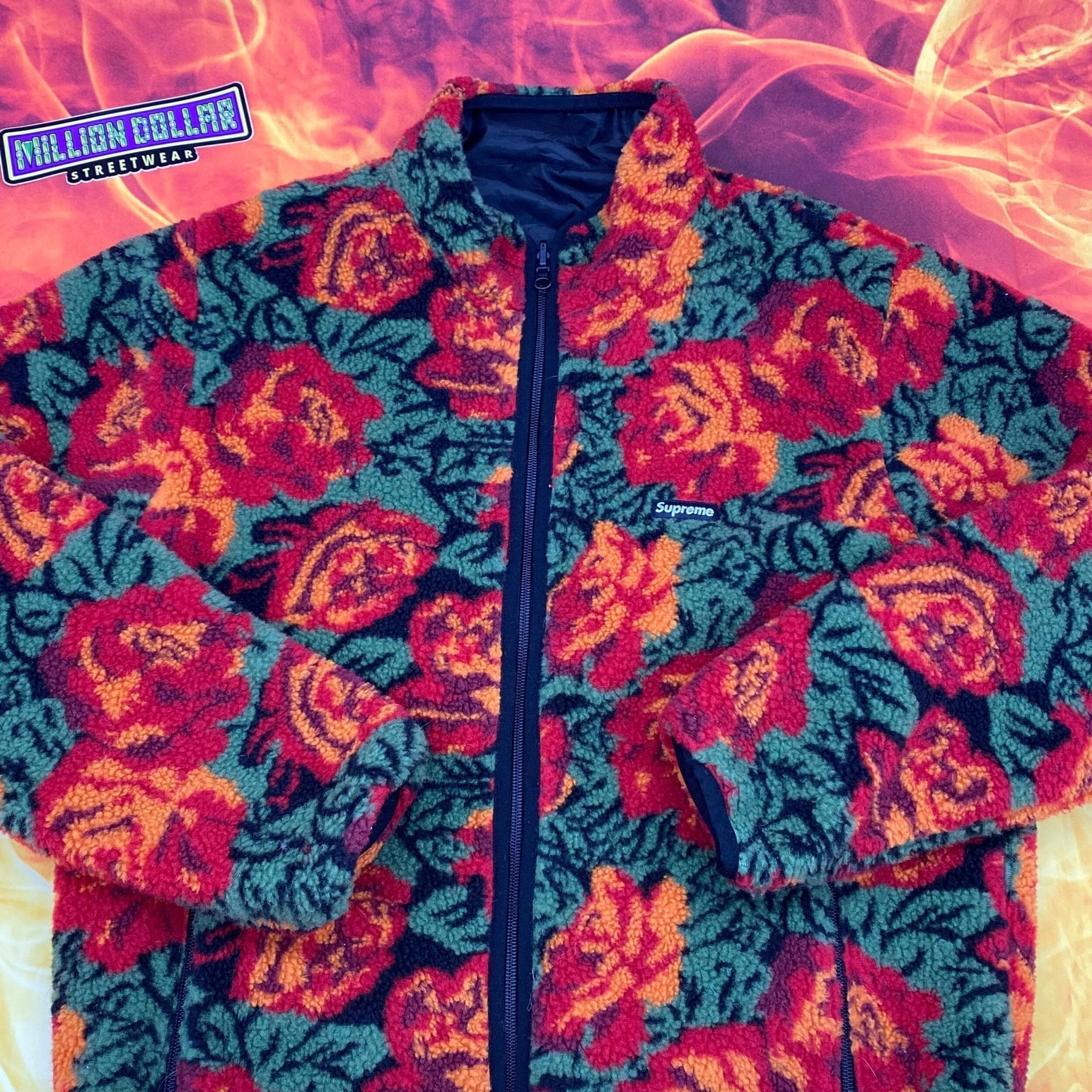 Supreme roses Sherpa fleece reversible- S – Million Dollar Streetwear