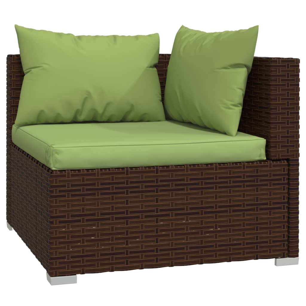 13 Piece Patio Lounge Set with Cushions Brown Poly Rattan