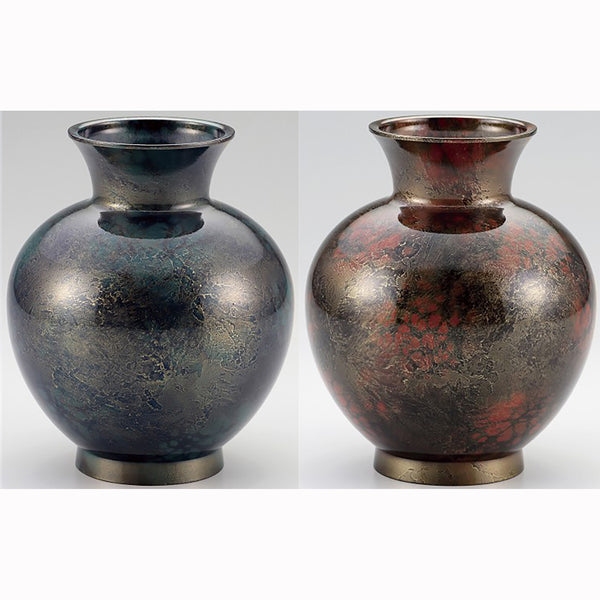 高岡銅器・花瓶】丸寸胴青銅ムラ【TAKAOKA Copperware・Vase】Round