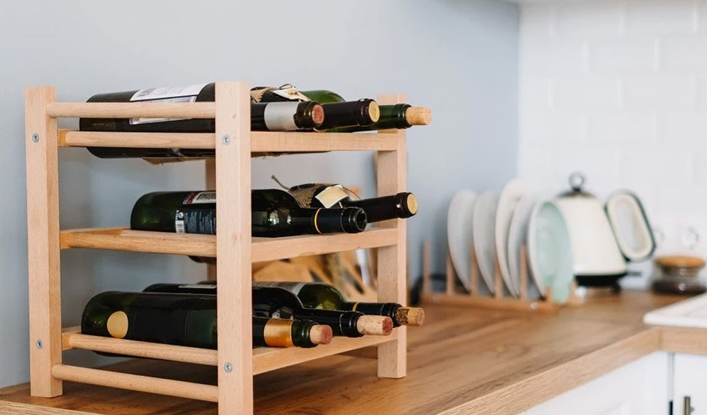 table with wine rack