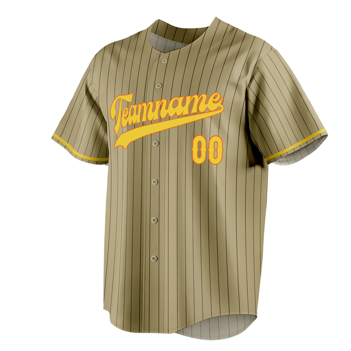Custom Unisex Gold with Black Pinstripe Baseball Jersey with Yellow ...