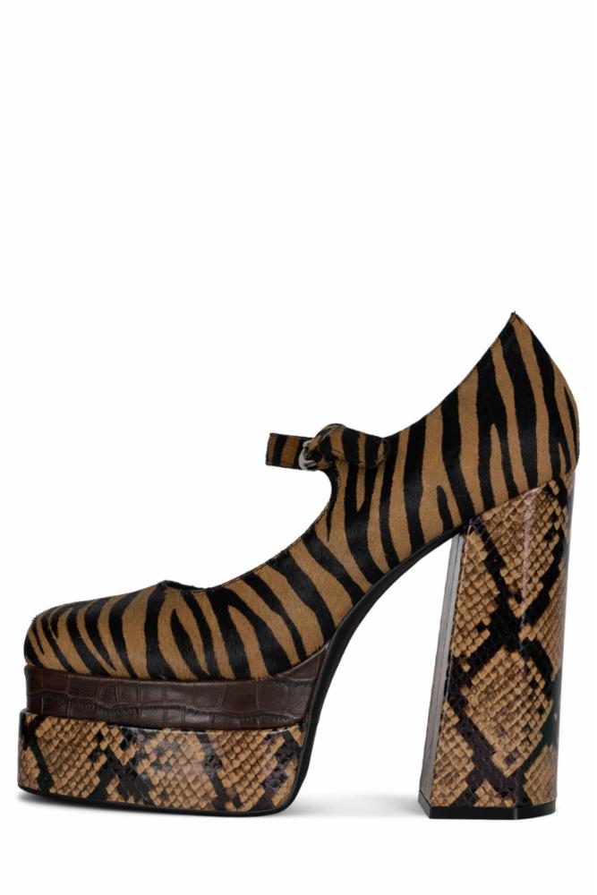 Jeffrey Campbell Women CHILLIN_F BEIGE ZEBRA MTLI COW  LEA