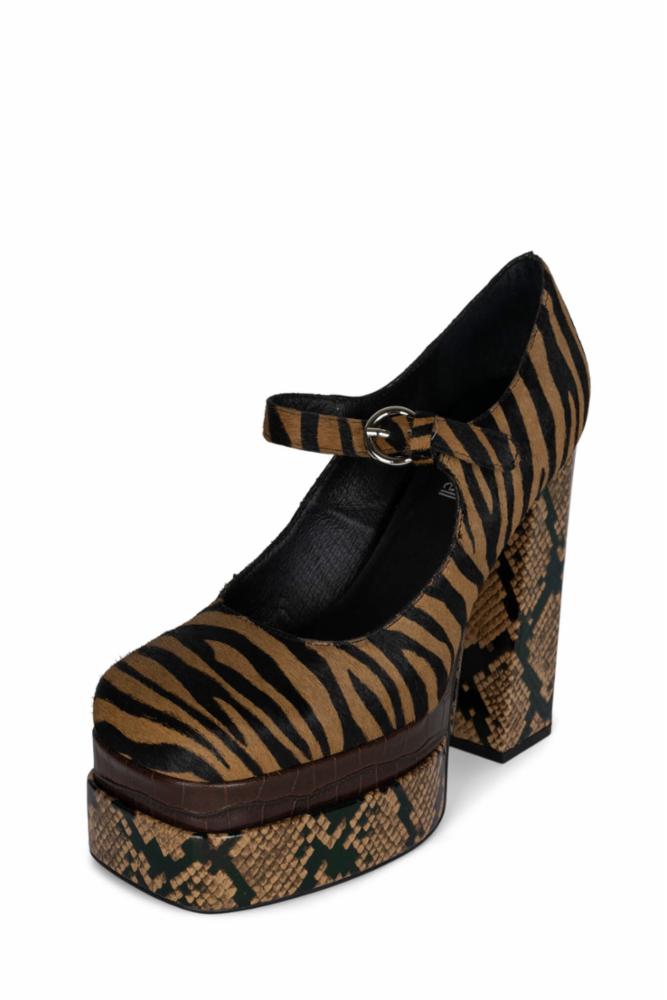 Jeffrey Campbell Women CHILLIN_F BEIGE ZEBRA MTLI COW  LEA