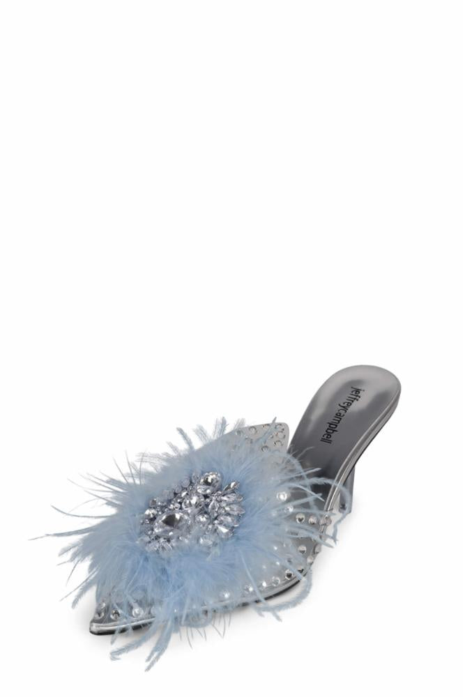 Jeffrey Campbell Women FAIRY_F BLUE CLEAR VINYL TPU/FEATHER