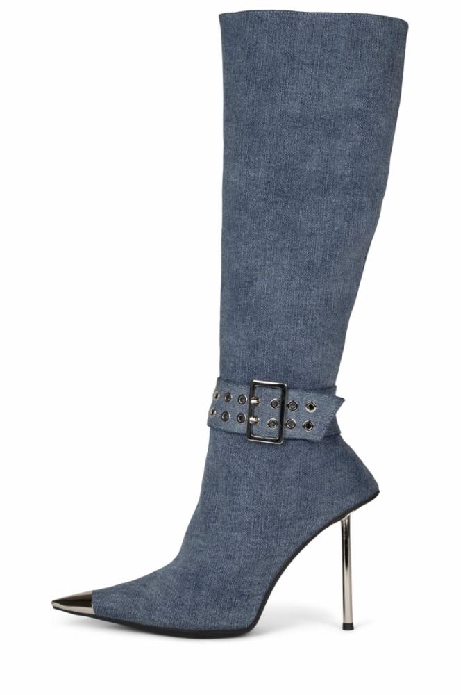 Jeffrey Campbell Women FLASHBACK BLUE DENIM SILVER FABRIC