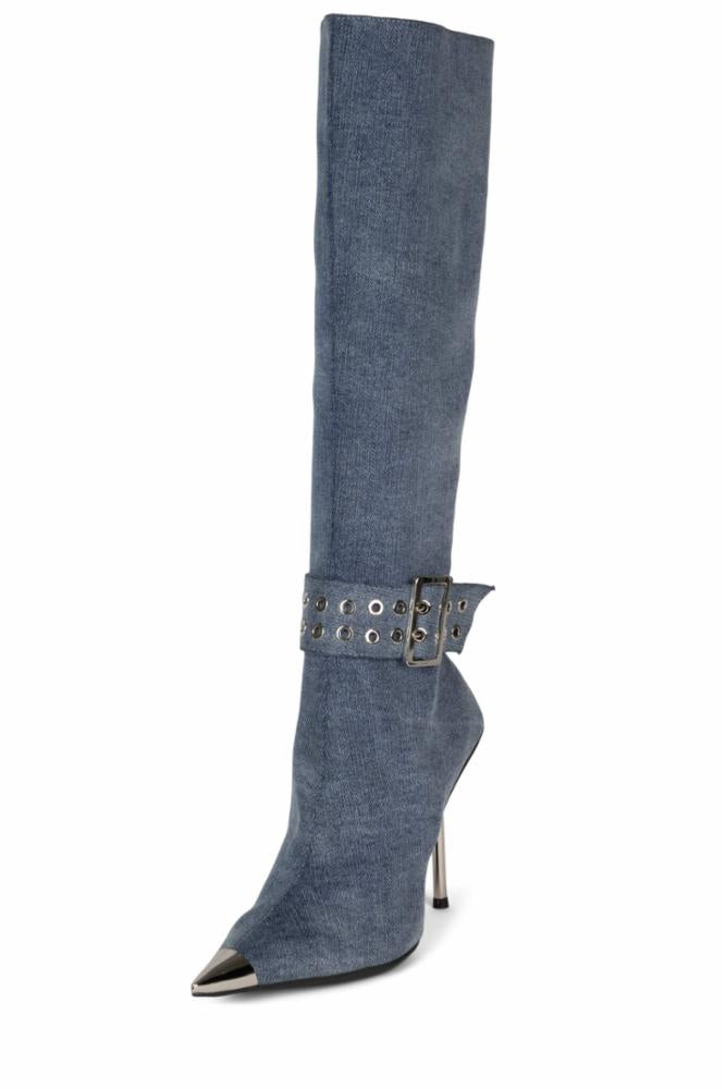 Jeffrey Campbell Women FLASHBACK BLUE DENIM SILVER FABRIC