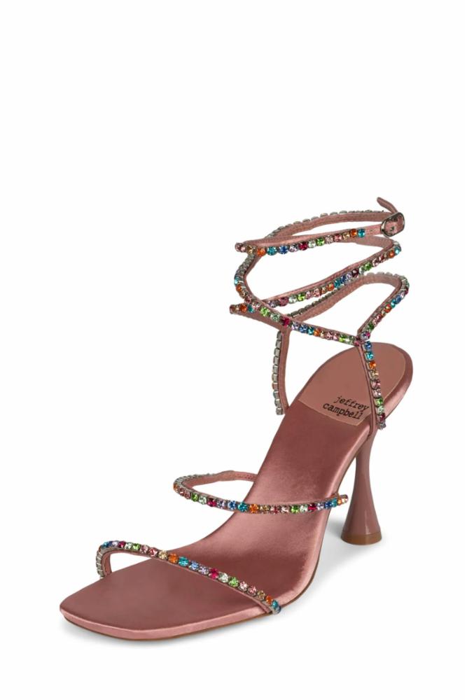 Jeffrey Campbell Women GLAMOROUS PINK SATIN BRIGHT MULTI/JEWEL