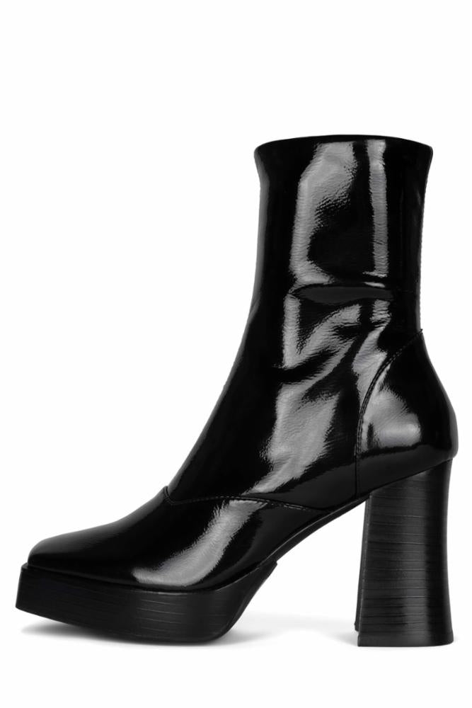 Jeffrey Campbell Women KALOPSIA BLACK PAT BLACK POLISH STACK