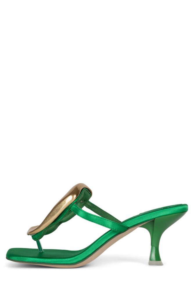 Jeffrey Campbell Women LINQ_UP GREEN SATIN GOLD