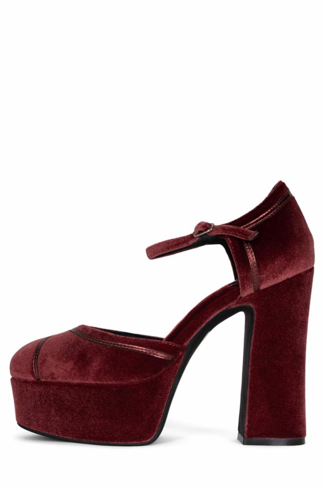 Jeffrey Campbell Women LOW_DOWN RED VELVET COMBO FABRIC/PU