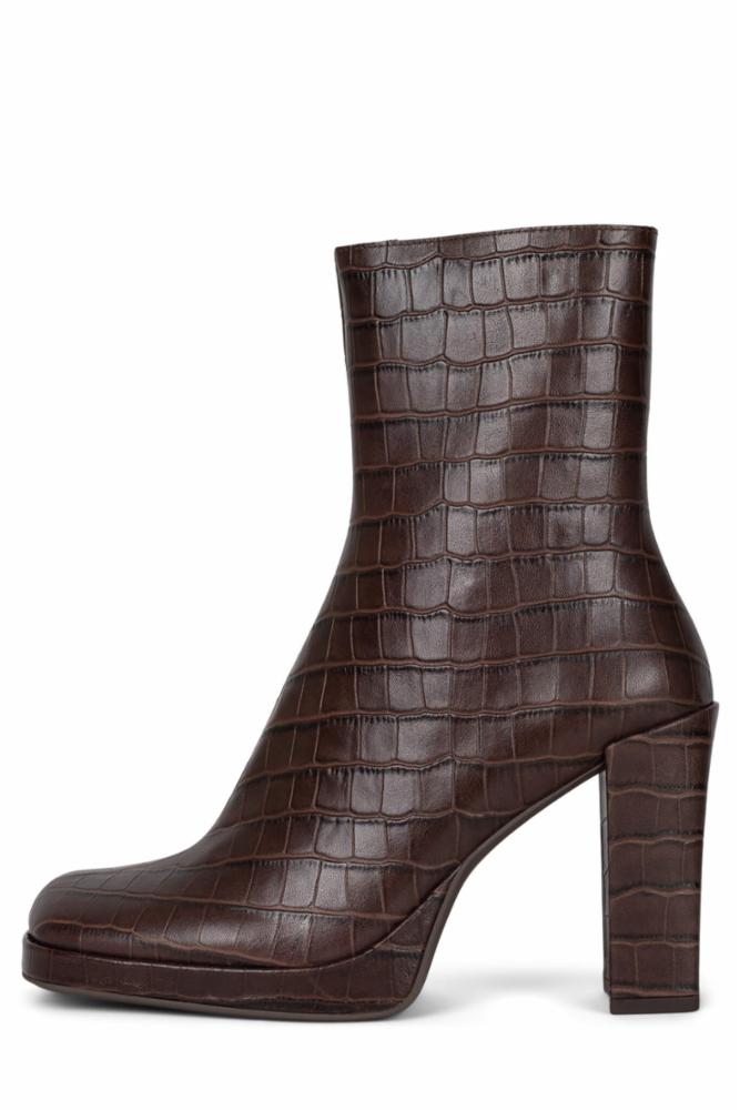 Jeffrey Campbell Women MINIM_LO BROWN CROCO COW  LEA