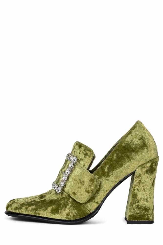 Jeffrey Campbell Women NOSTALGIA GREEN CRUSHED VELVET SILVER