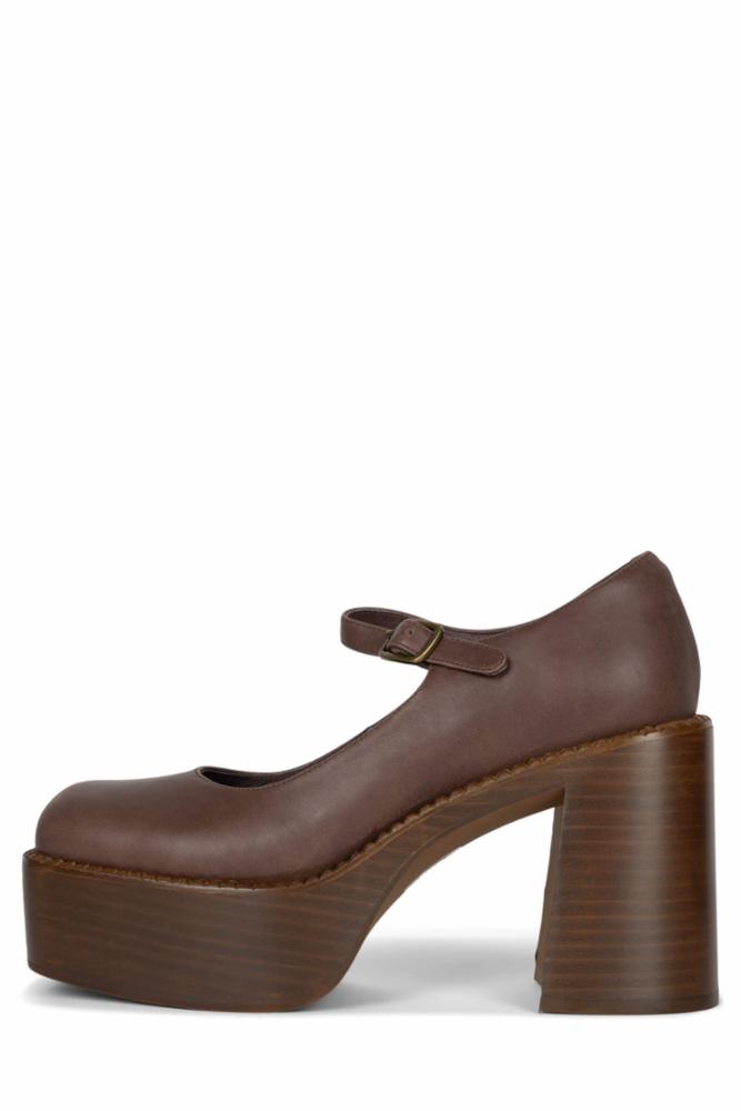 Jeffrey Campbell Women THAT_BASS BROWN TAN POLISH STACK