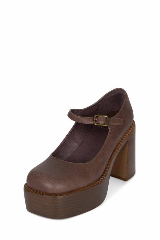 Jeffrey Campbell Women THAT_BASS BROWN TAN POLISH STACK