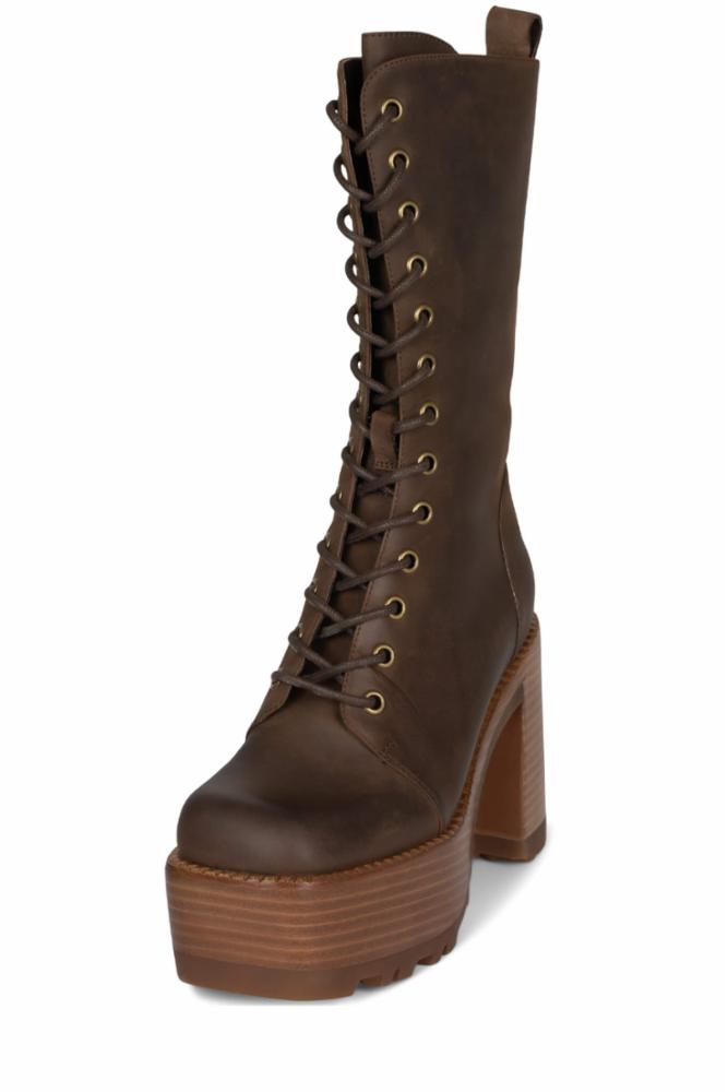 Jeffrey Campbell Women THEBAND_LU BROWN TAN POLISH STACK