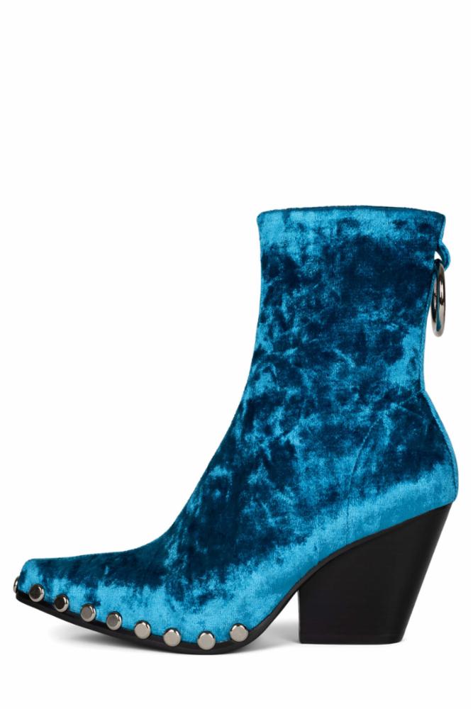 Jeffrey Campbell Women WALTON_SR2 BLUE CRUSHED VELVET SILVER FAB