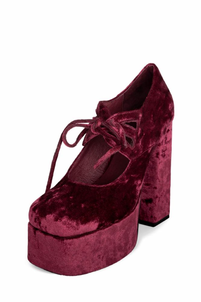 Jeffrey Campbell Women YARA RED CRUSHED VELVET FABRIC