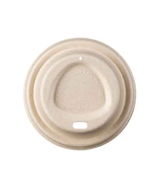 Sugarcane Lids Rectangular Hole Natural Color Ø 90mm - 50pcs