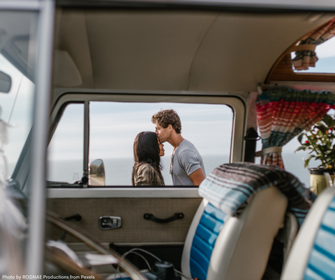 A couple in love living the van life 