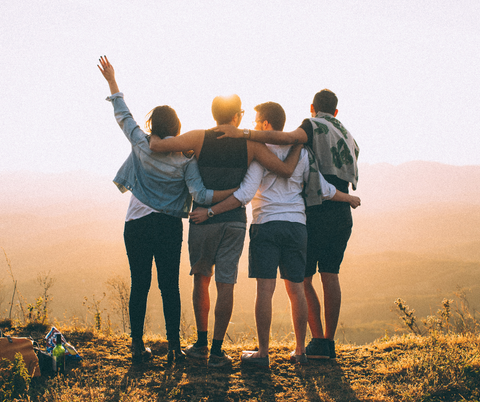 Group of friends traveling together