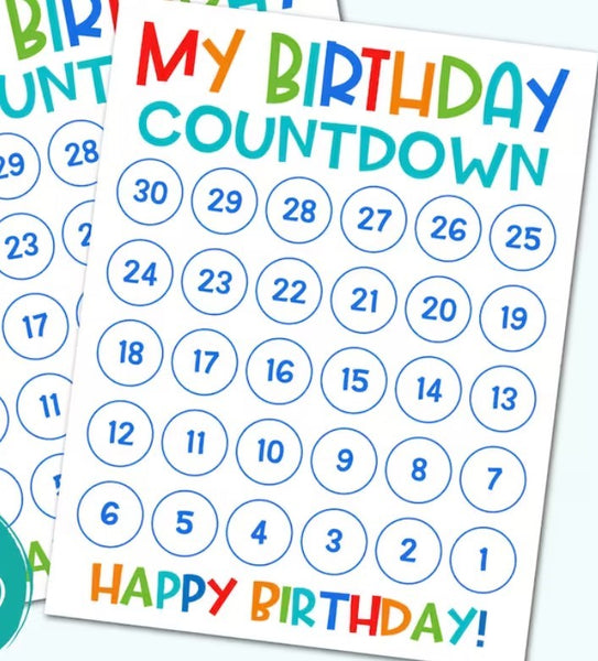 Birthday Countdown Printable for Kids