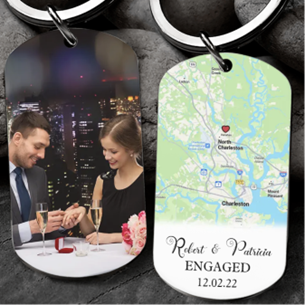 personalized keychain first date engaged