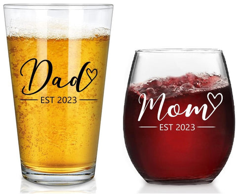 wine glass and beer glass set