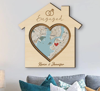 wooden plaque engagement gift