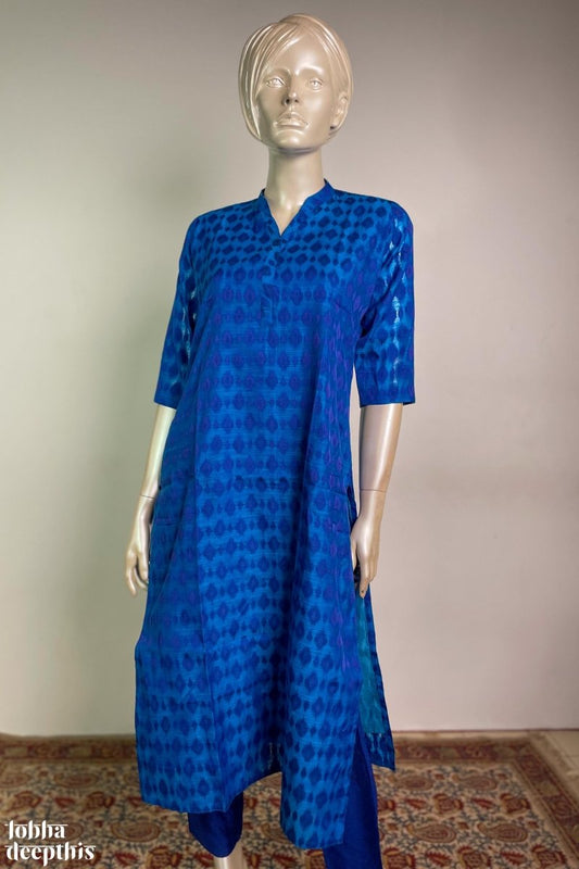 Royal Blue Shade Slub Silk Pencil Pants- LobhaDeepthis – Lobha Deepthis