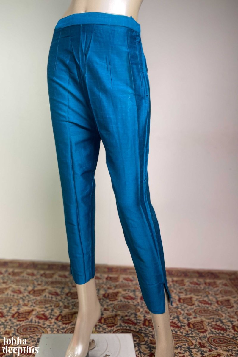 ananda blue slub silk pencil pants lobha deepthis 322035