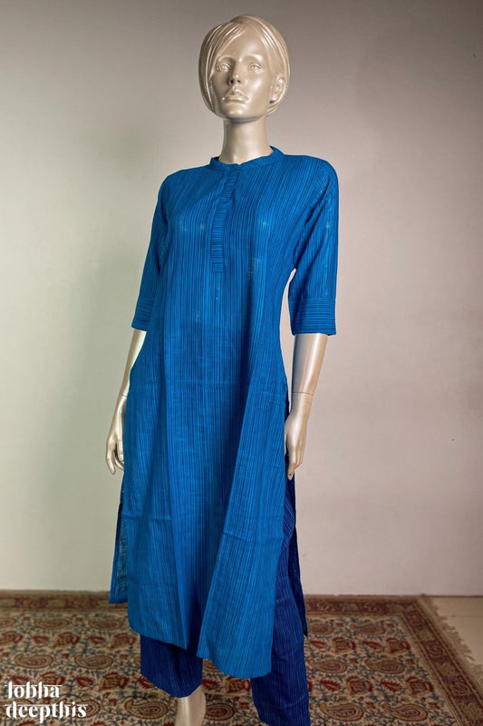 Royal Blue Shade Slub Silk Pencil Pants- LobhaDeepthis – Lobha Deepthis