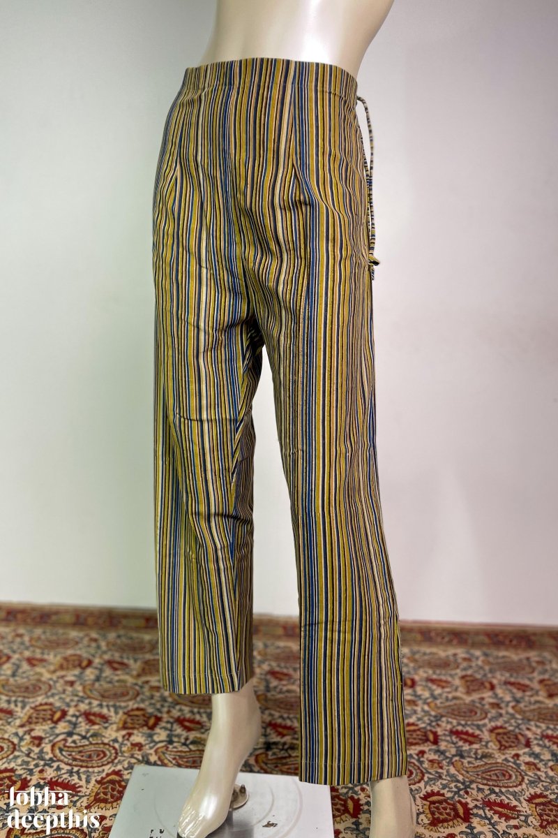 bluegreen kalamkari striped cotton parallel pants lobha deepthis 479100