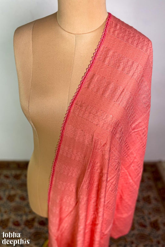 Persian Pink Chinon Sequins Textured Dupatta-Lobha Deepthis