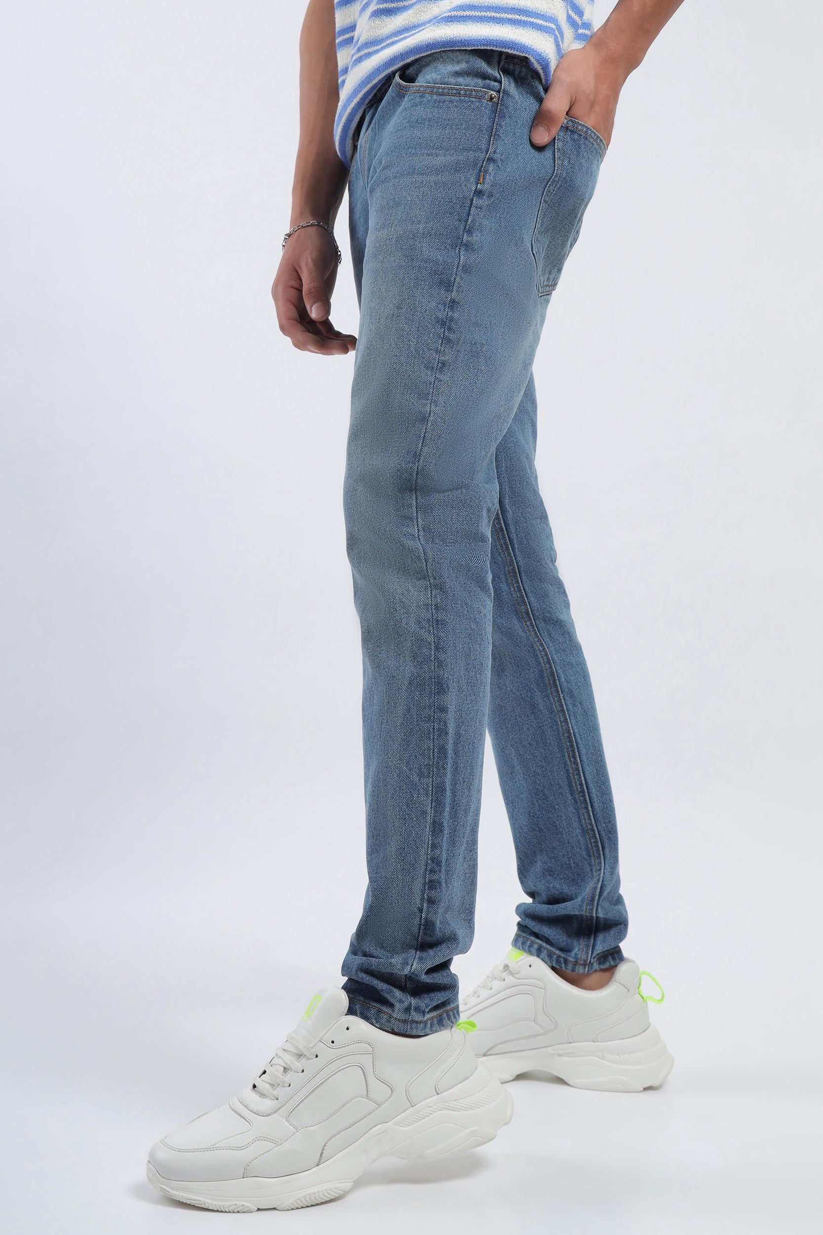 GD002 Mid Blue Slim Fit Men Jeans – Noggah Denims