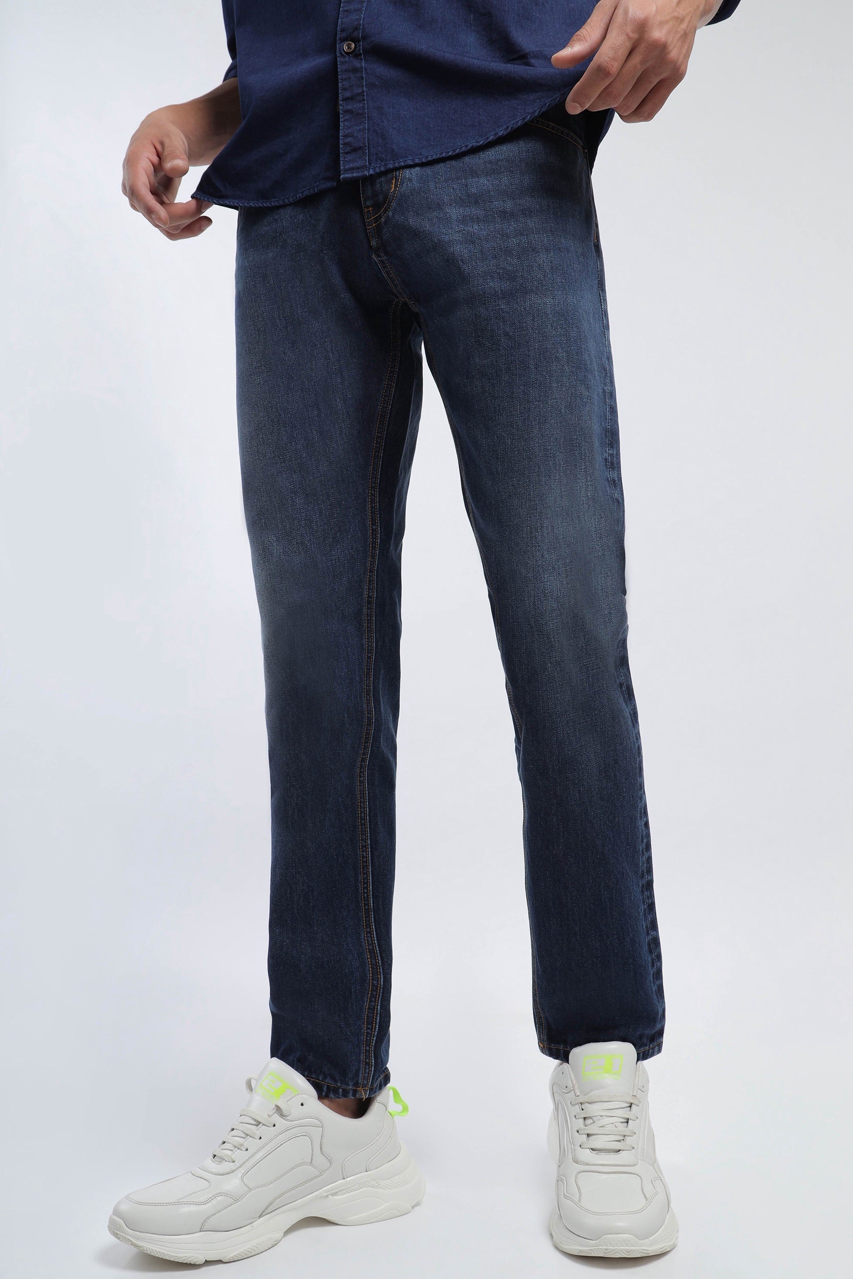 GD008 Mid Blue Selvedge Jeans Slim Fit Men Jeans – Noggah Denims