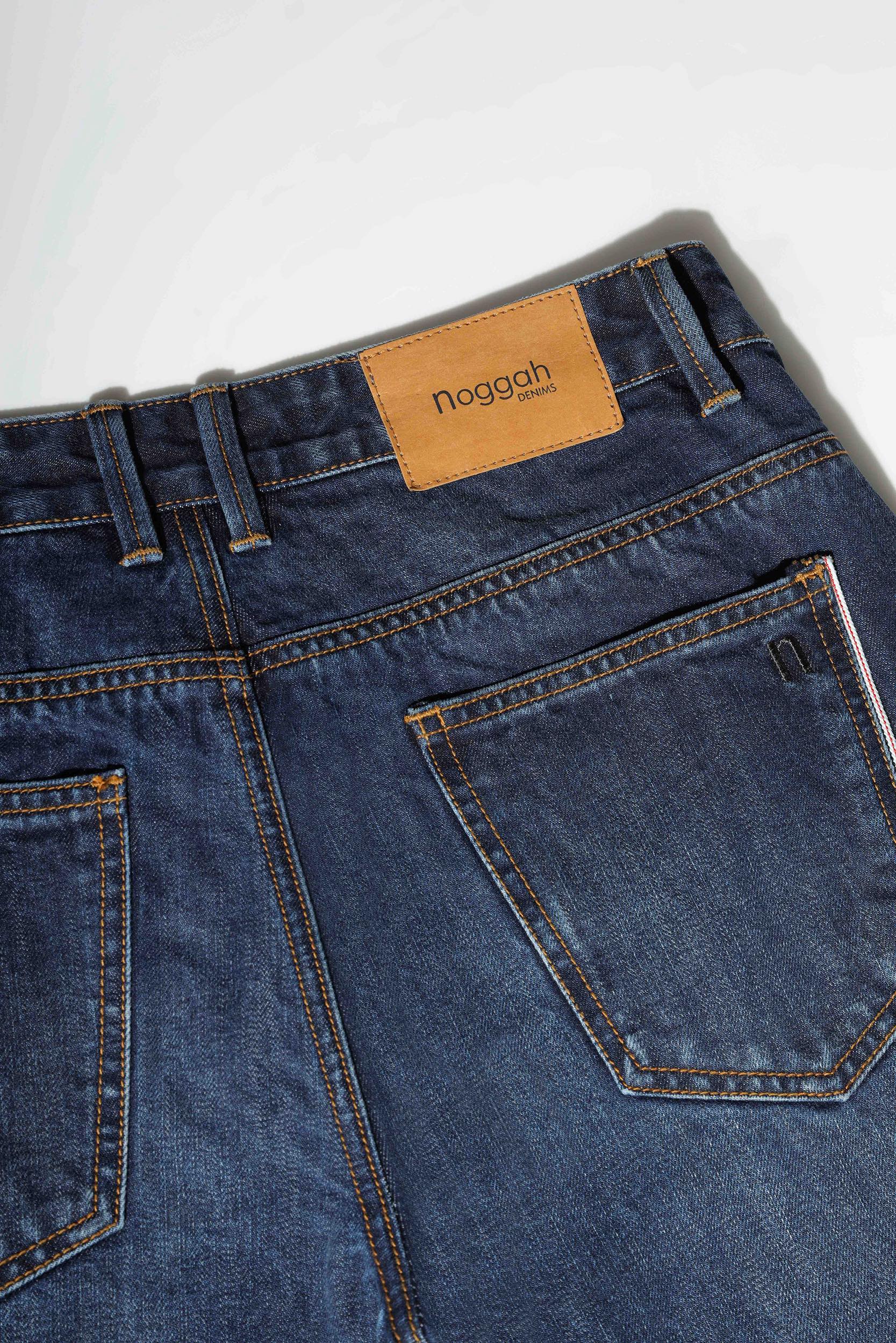 GD008 Mid Blue Selvedge Jeans Slim Fit Men Jeans – Noggah Denims