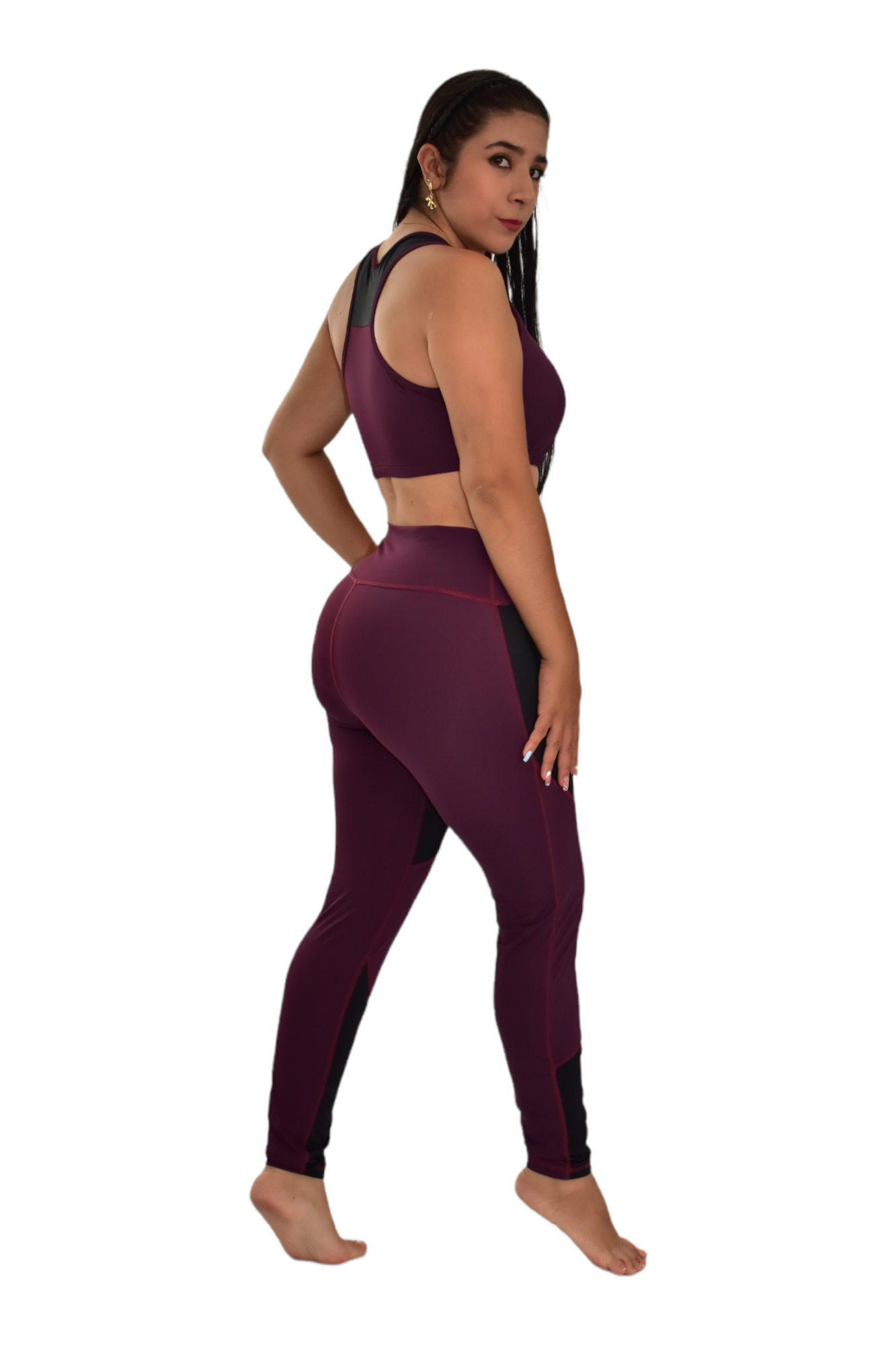 LEGGINS COMBINADO SET 2 PIEZAS PREMIUMTEX VINOTINTO NEGRO – OVERSILVER®