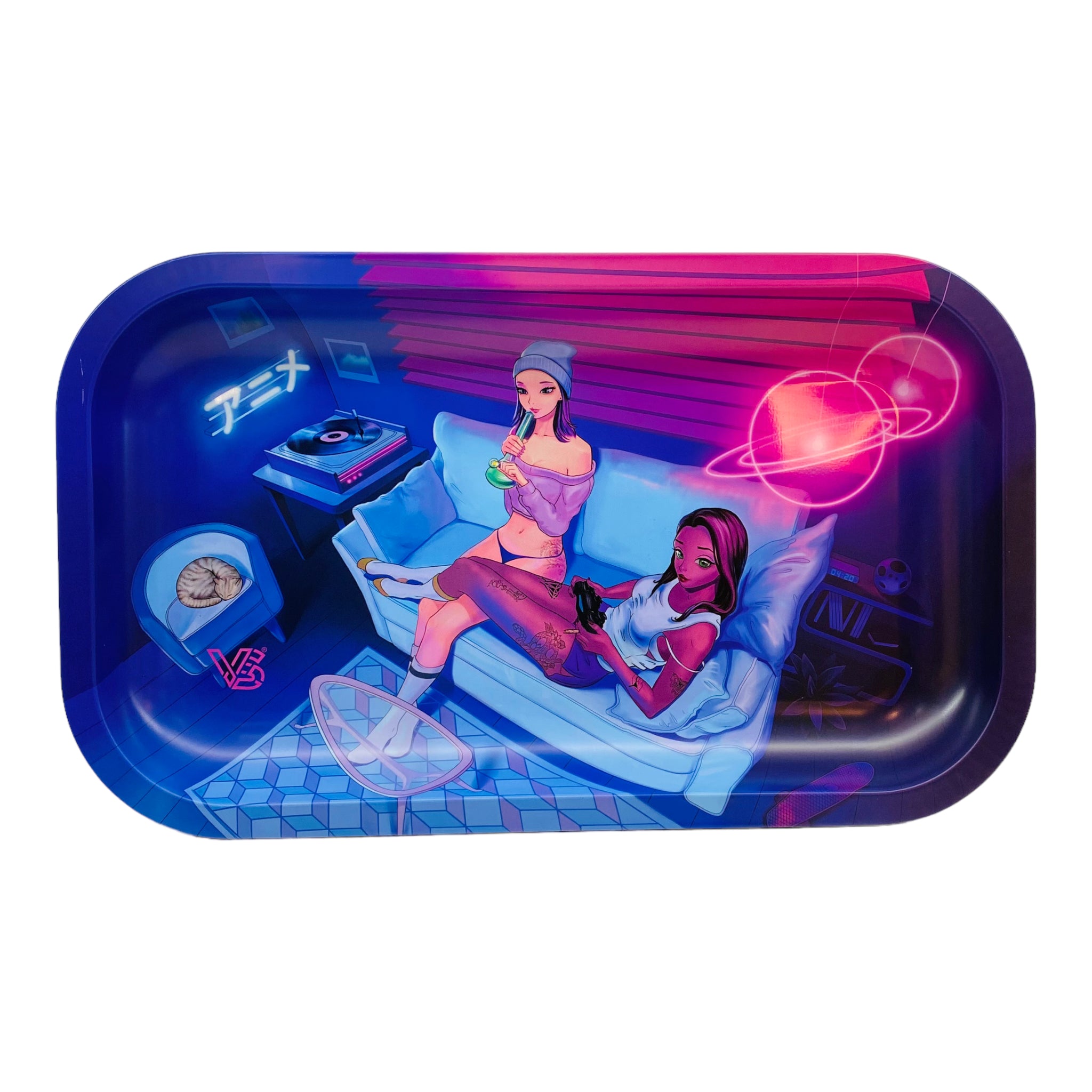 V Syndicate Metal Rolling Tray Medium Hippe Girls And Aliens Smoke Ses