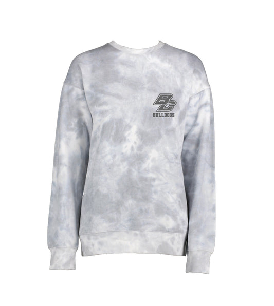 Kids BC Bulldogs (across chest) Silver Tie Dye Sweatshirt