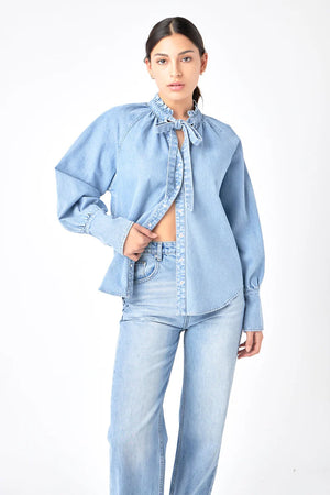 GREY LAB DENIM SHIRT WITH TIE - Soiree Boutique