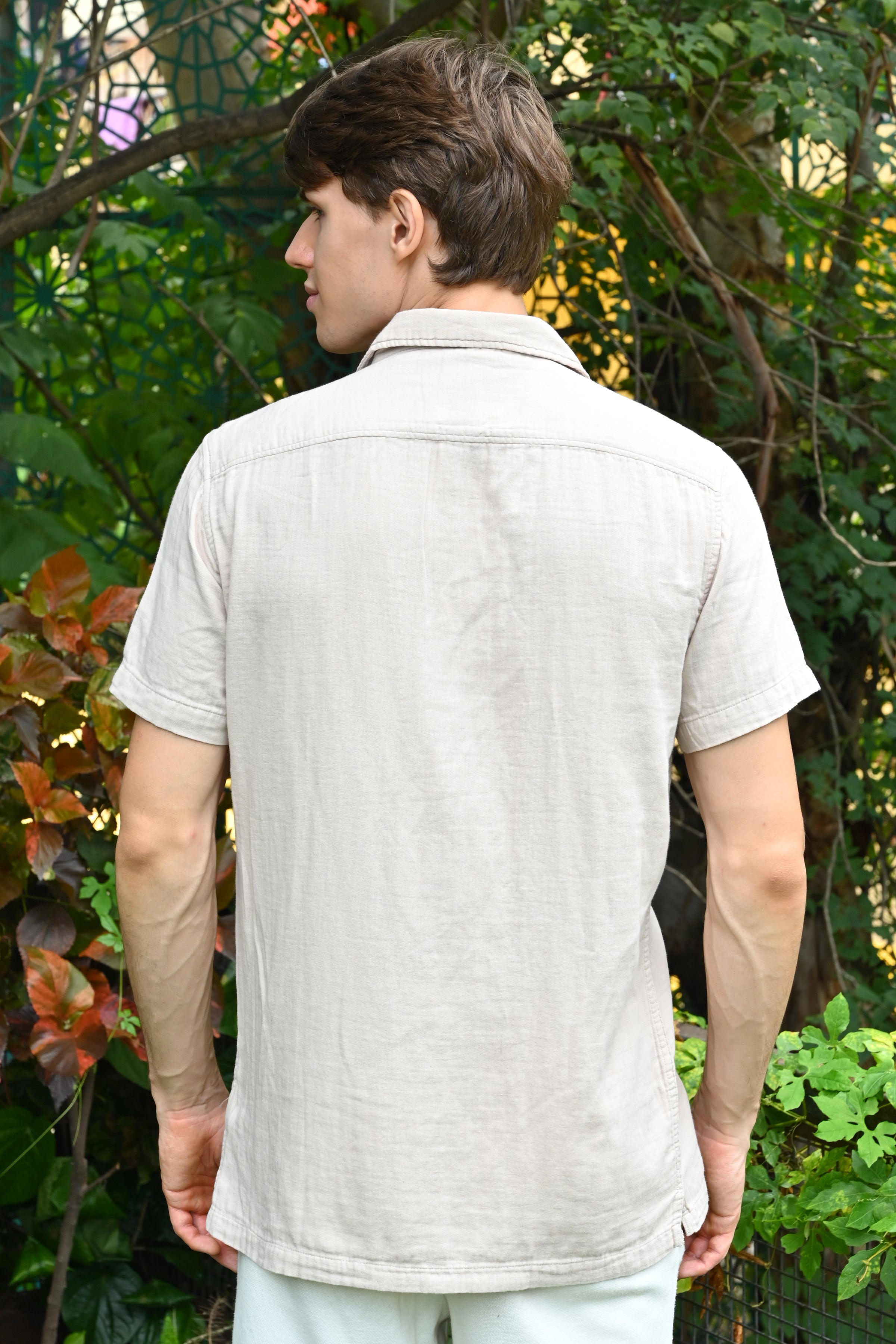 Robin - Double Layered Solid Shirt - Beige-S-38 / BEIGE