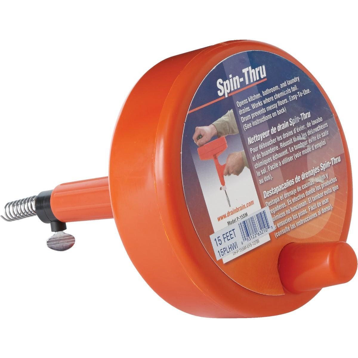 15PLHWI General Wire 1/4 In. x 15 Ft. Plastic Spin Through Drain Auger