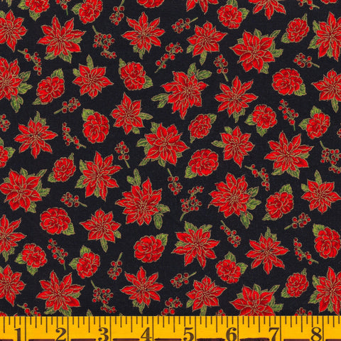 Jordan Fabrics Metallic Christmas Blossom 10002 8 Green/Gold Pine Berry By  The Yard