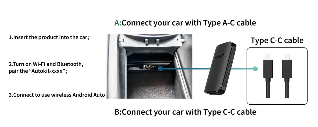 Verbinding maken met Carlinkit-A2A-draadloze Android-auto-adapter