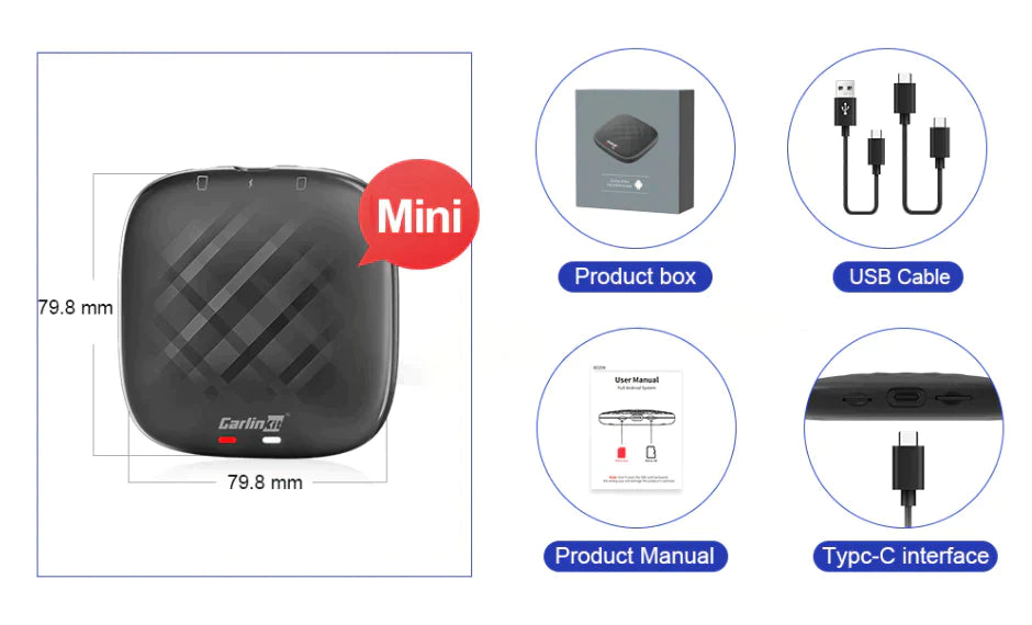 Carlinkit-Tbox-Mini-especificações de produto e lista de embalagem