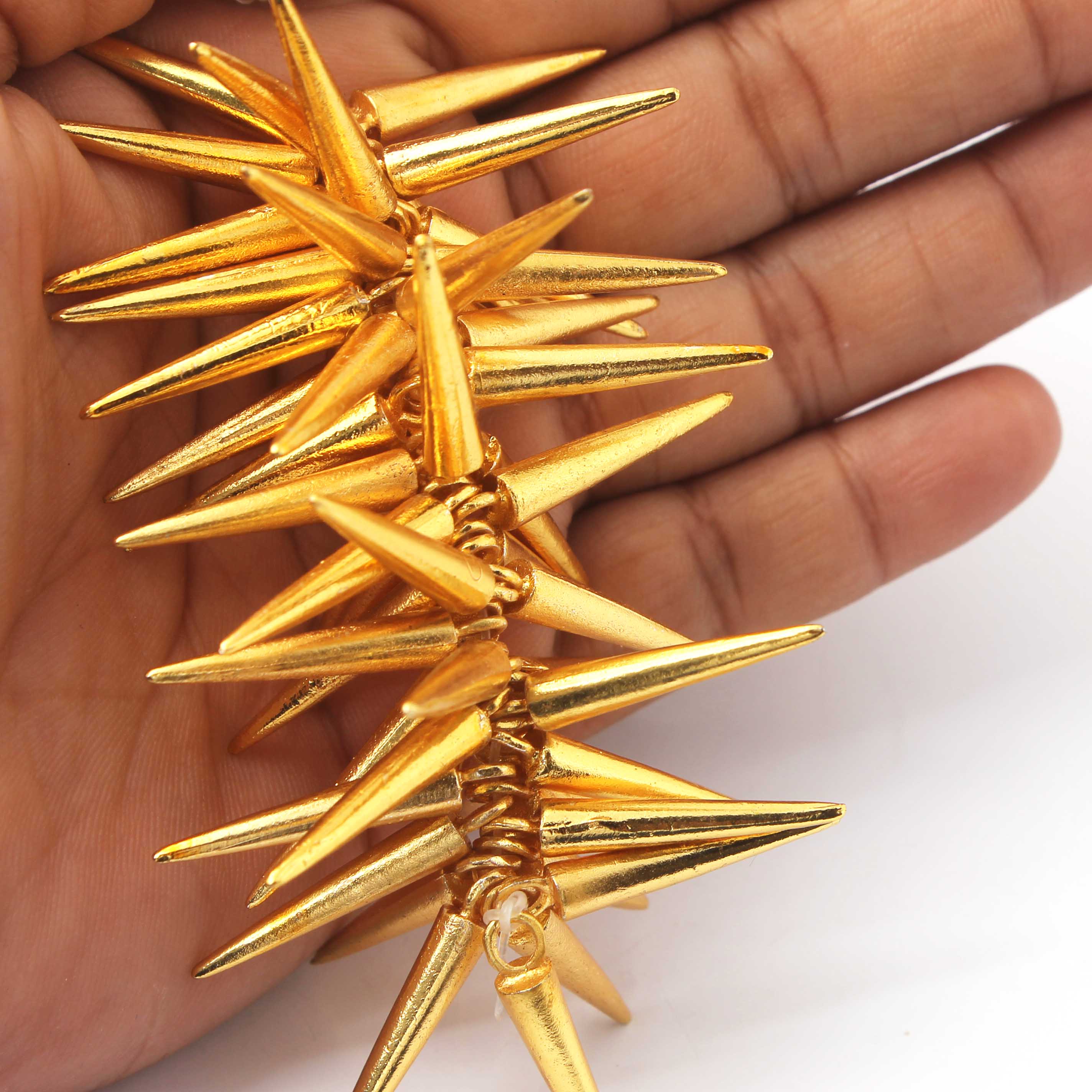 10 Pcs Designer 24k Gold Plated Spike Charm ,Copper Design Pendant ,Jewelry Making 26mmx4mm GPC560