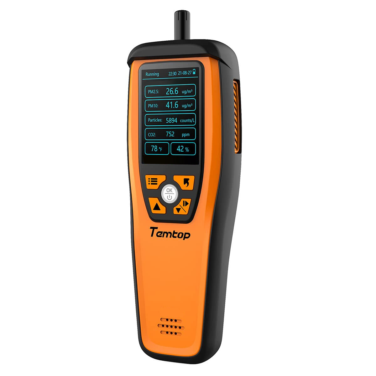 Temtop M2000C CO2 PM2.5 PM10 粒子用の 2nd CO2 空気質モニター、温度と湿度の表示、データのエクスポート