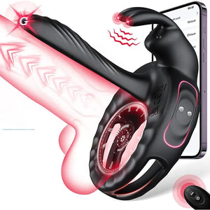 BlissWave Couple's Vibrator Sleeve with Rabbit Clitoris Stimulator - OOTYEMO